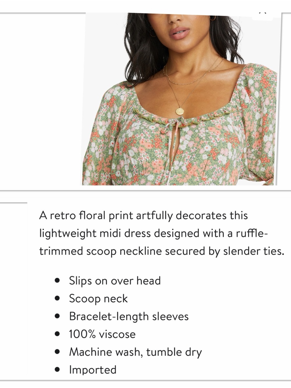 Billabong Dream All Day Floral Midi Dress - Picture 3 of 10